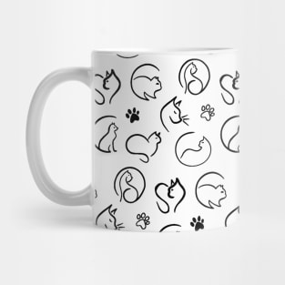 black and white cat pattern background wallpaper Mug